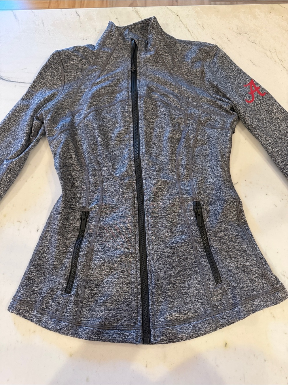 lululemon athletica Women's Gray Full-Zip Jacket with Alabama sleeve Logo